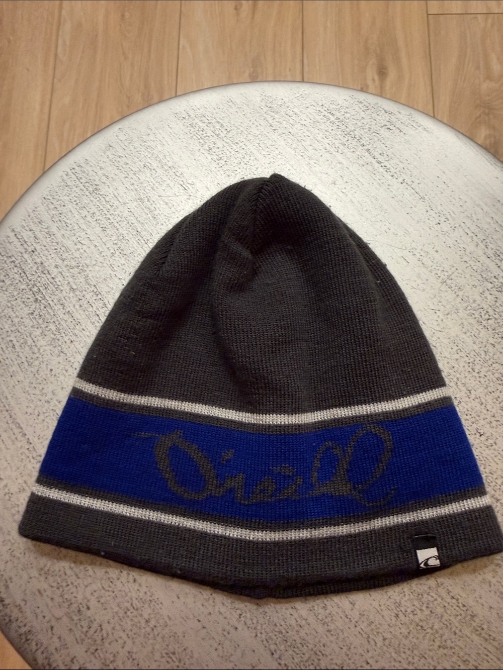 O'Neill Charcoal & Royal Blue Striped Knit Beanie